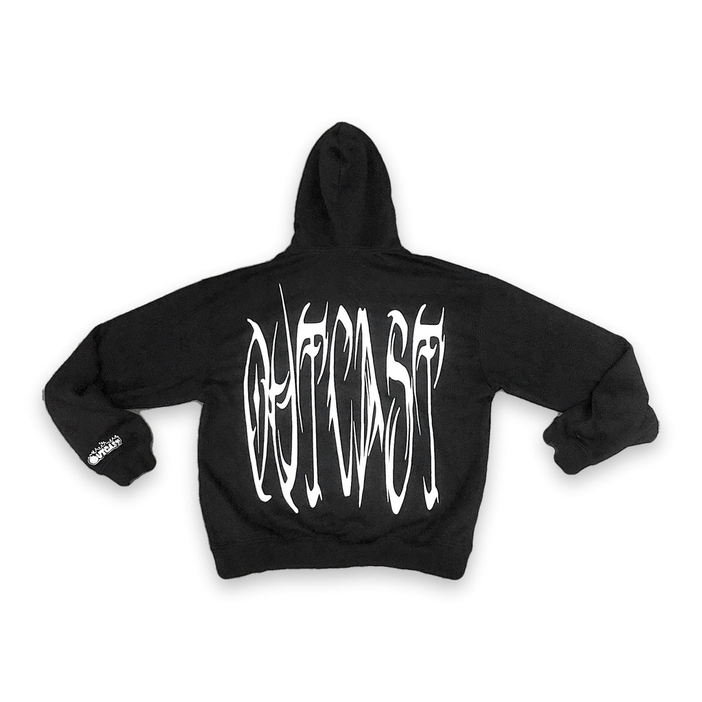 Outcast Hand-Drawn Puff Print Zip-Up Hoodie