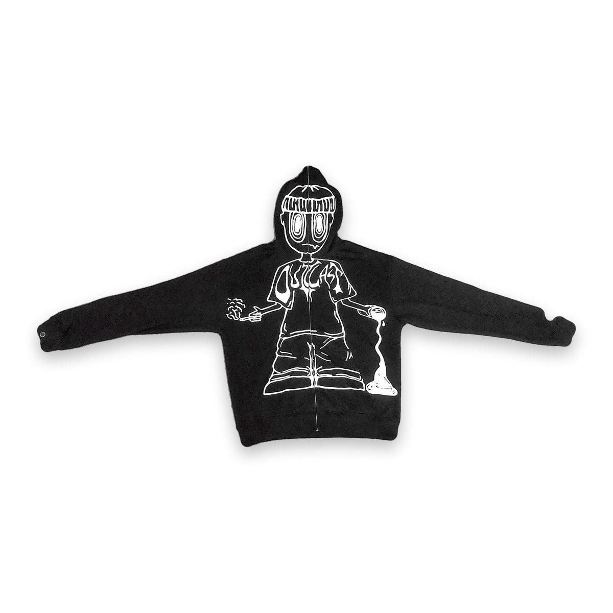 Outcast Hand-Drawn Puff Print Zip-Up Hoodie